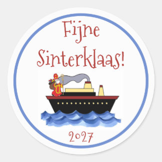 Traditioneller weißer Sinterklaas-Jahressticker Runder Aufkleber