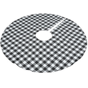 Traditioneller White Black Buffalo Lumberjack Karo Polyester Weihnachtsbaumdecke