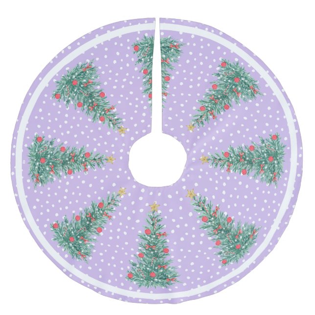 Traditioneller Winterschnee lila Weihnachtsbaum Polyester Weihnachtsbaumdecke (Vorderseite)