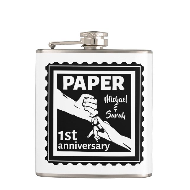 Traditionelles 1. Hochzeitstag Flachmann (Vorderseite)