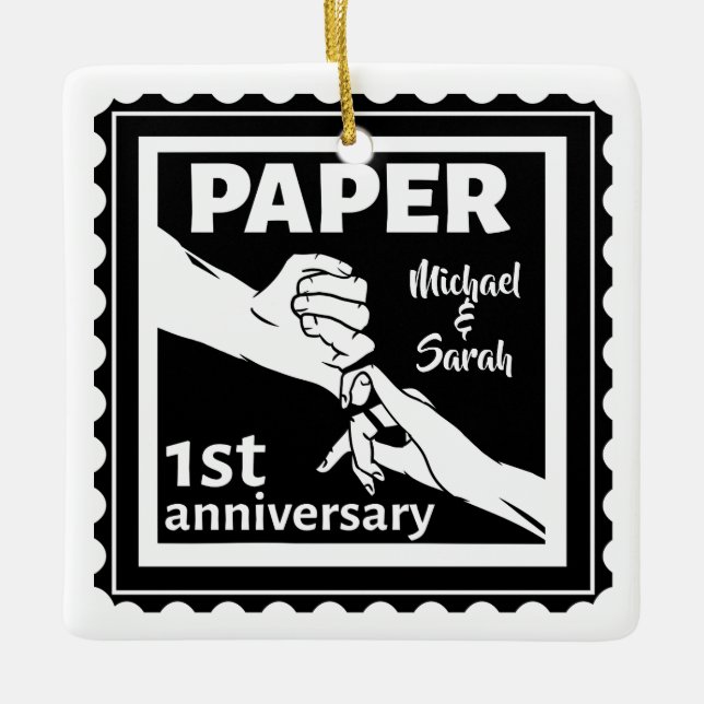Traditionelles 1. Hochzeitstag Keramikornament (Vorderseite)
