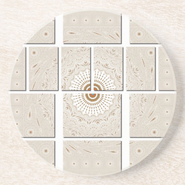 Traditionelles afrikanisches Motiv Mosaik Art Prin Sandstein Untersetzer (Vorne)