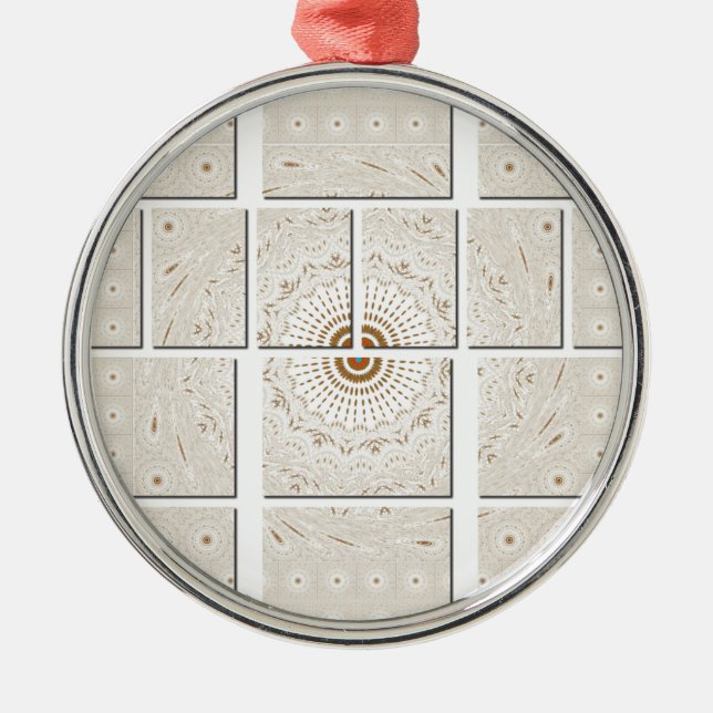 Traditionelles afrikanisches Motiv Mosaik Art Prin Silbernes Ornament (Vorne)