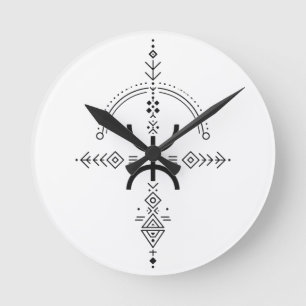 Traditionelles Amazigh-Tätowierungssymbol Runde Wanduhr