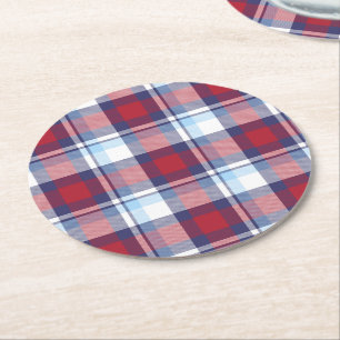 Traditionelles amerikanisches Red White Blue Tarta Runder Pappuntersetzer