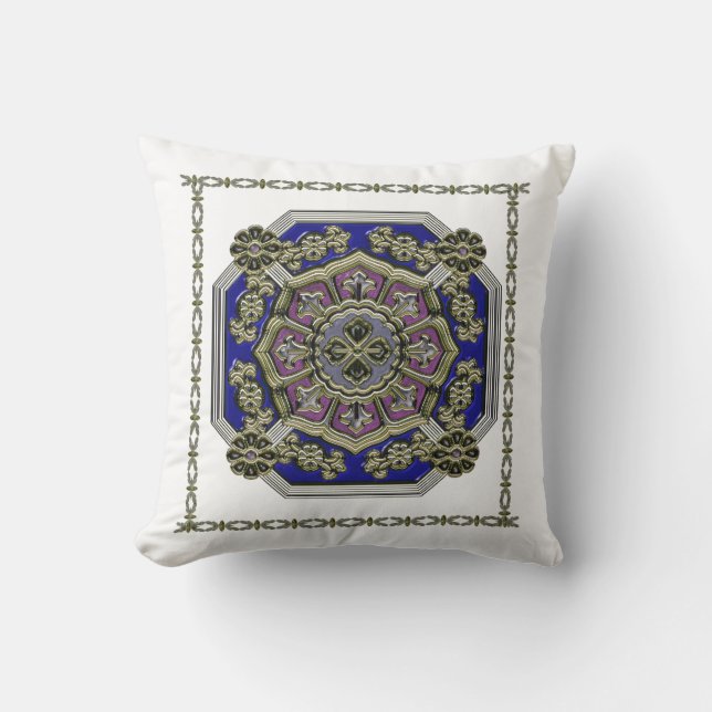 Traditionelles asiatisches Art Deco Kissen (Vorderseite)