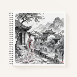 Traditionelles asiatisches Dorfbild - Elegante Kun Notizbuch