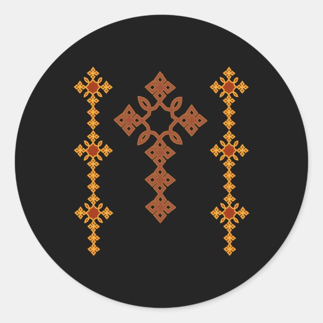Traditionelles äthiopisches Kreuz Runder Aufkleber (Vorderseite)