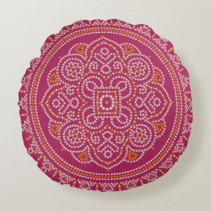 Traditionelles Bandhani-Mandala Rundes Kissen