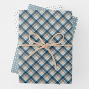 Traditionelles Beige Tan Taupe Brown Aquamarin Bla Geschenkpapier Set