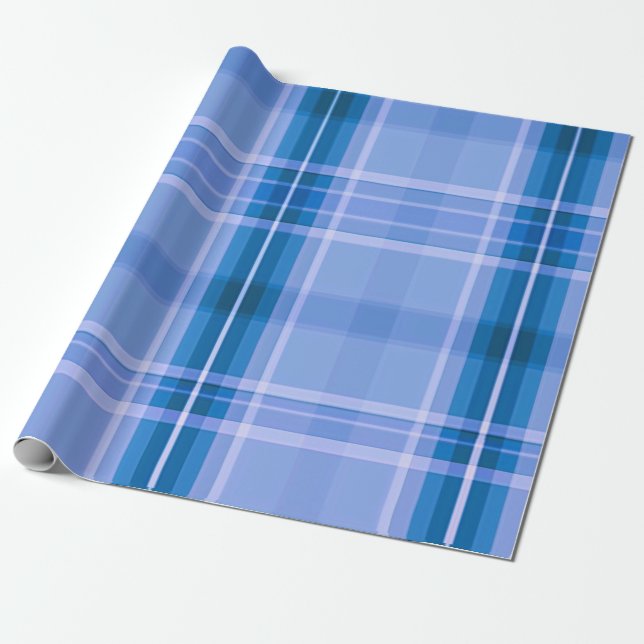 Traditionelles Blau Kariert Geschenkpapier (Ungerollt)