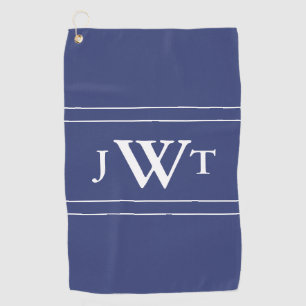 Traditionelles Blau und Weiß Mit Monogramm Golfhandtuch