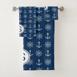 Traditionelles blau-weißes Design Badhandtuch Set