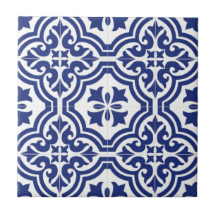 Traditionelles blau-weißes spanisches Azulejo Fliese