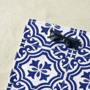 Traditionelles blau-weißes spanisches Azulejo Strandtuch