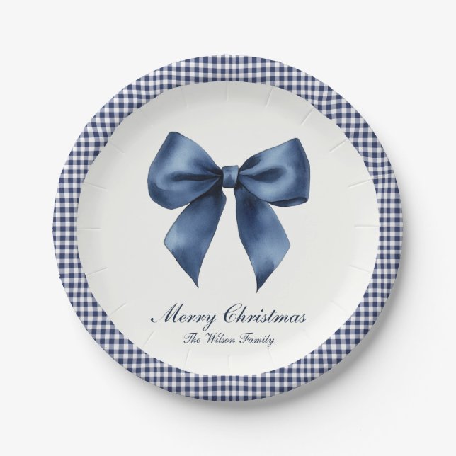 Traditionelles blaues Weihnachtsfest Pappteller (Vorderseite)