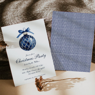 Traditionelles Blue Ornament Weihnachts-Party Einladung
