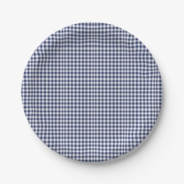 Traditionelles Blue Vichy Weihnachten Pappteller (Vorderseite)