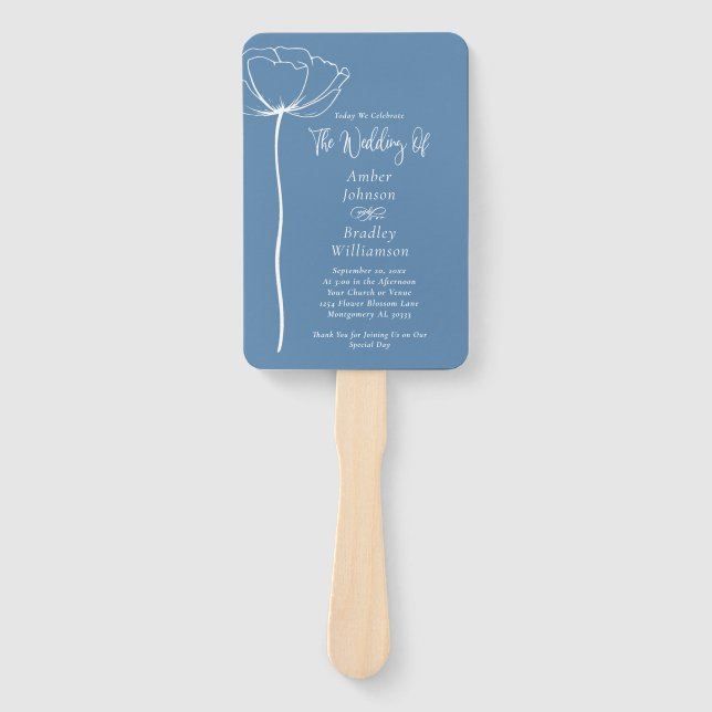 Traditionelles Blue White Bold Minimal Floral Prog Fächer (Vorderseite)