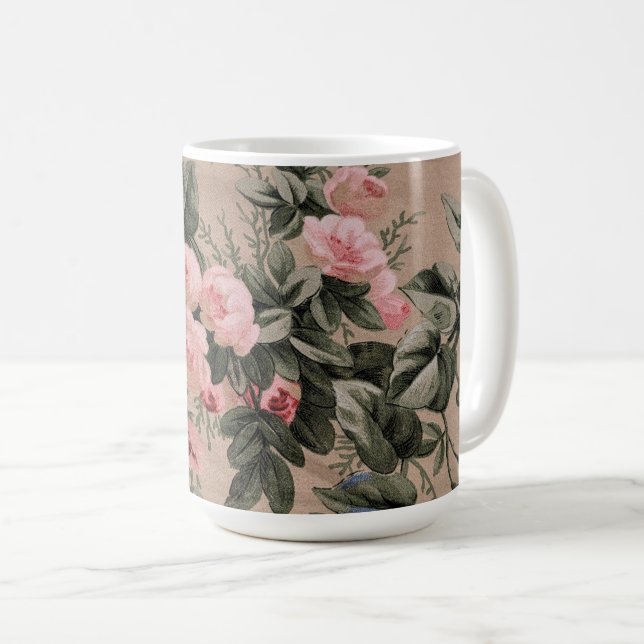 Traditionelles Blumenstoff-Foto  Kaffeetasse (VorderseiteRechts)