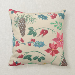 Traditionelles botanisches Weihnachten (beige) Kissen