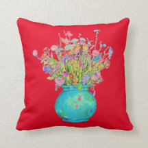 Traditionelles Bouquet Turquoise Vase auf Rot