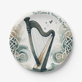 Traditionelles Celtic Harp St. Patrick's Day Party Pappteller