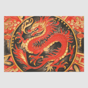 Traditionelles chinesisches Drachenrotes Gold-Deko Seidenpapier