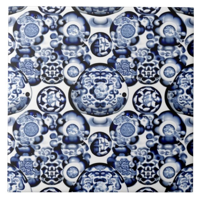 Traditionelles chinesisches Motiv 3 Keramiken Tile Fliese (Vorderseite)
