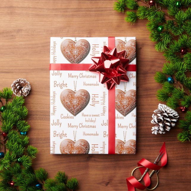 Traditionelles, dekoriertes Weihnachtsgebäck Geschenkpapier (Feiertagsgeschenk)