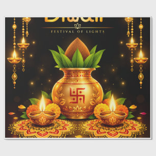 Traditionelles Diwali Kalash und Diyas Festival De Geschenkpapier