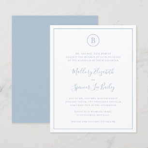 Traditionelles Dusty Blue Budget Einladung zur Hoc