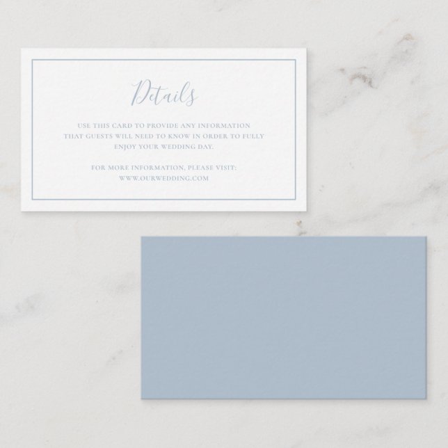 Traditionelles Dusty Blue Elegante Hochzeit Begleitkarte (Vorne/Hinten)