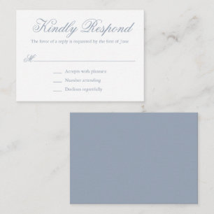 Traditionelles Dusty Blue Formal Mini Wedding RSVP Mitteilungskarte