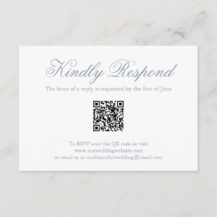 Traditionelles Dusty Blue Formal QR Code Hochzeit RSVP Karte