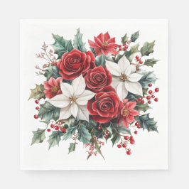 Traditionelles elegantes Weihnachtsfest Poinsettia Serviette