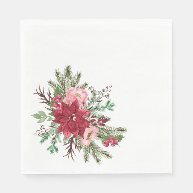 Traditionelles elegantes Weihnachtsfest Poinsettia Serviette (Vorderseite)