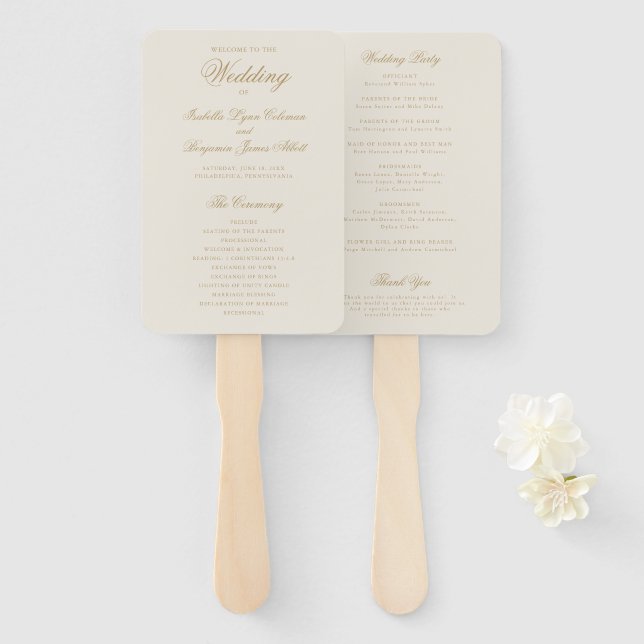 Traditionelles Elfenbein-Hochzeitsprogramm Fächer (Vorne und Hinten)