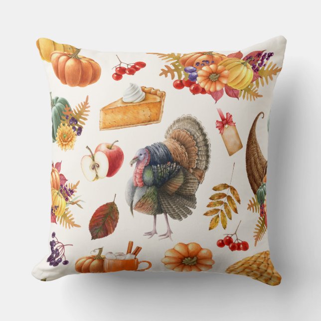 Traditionelles Erntedank Holiday Throw Kissen (Vorderseite)