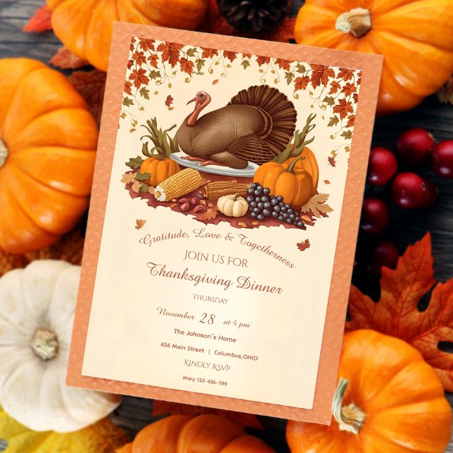 Traditionelles Erntefest Erntedank Abendessen Einladung (Von Creator hochgeladen)