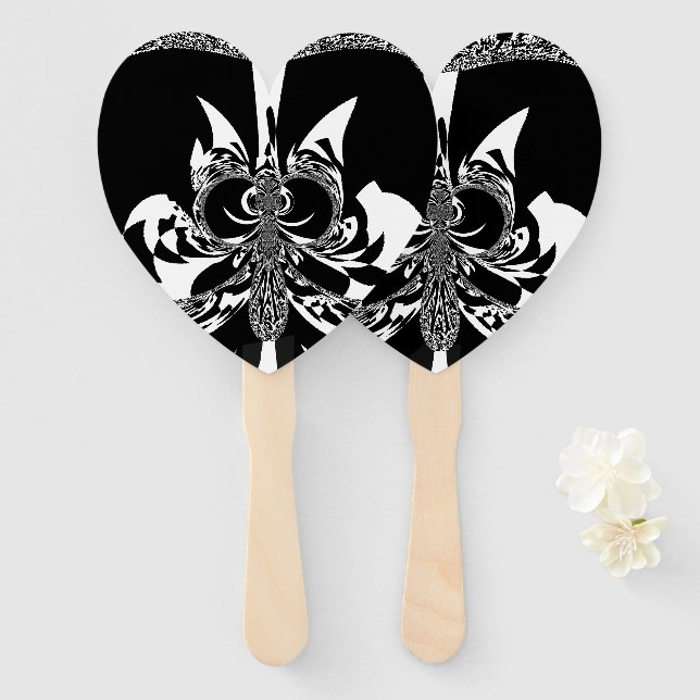 Traditionelles Farbdesign für Schwarz und Weiß Fächer (Vorne und Hinten)