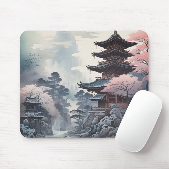 Traditionelles Festhalten des japanischen Tempels Mousepad (Mit Mouse)