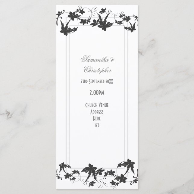 Traditionelles florales Kirchenhochzeitsprogramm Programm (Vorderseite)