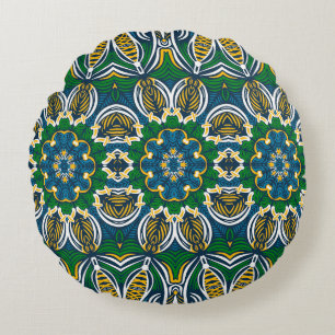 Traditionelles florales Ornament, nahtloses Muster Rundes Kissen