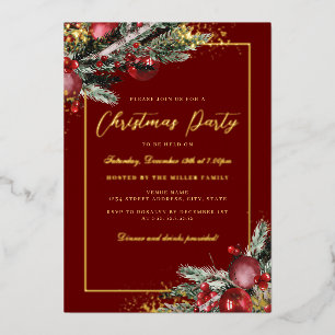 Traditionelles Foliage Frame Weihnachts-Party Folieneinladung