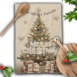 Traditionelles Frohe Weihnachten Antik-Gold Benutz Geschirrtuch
