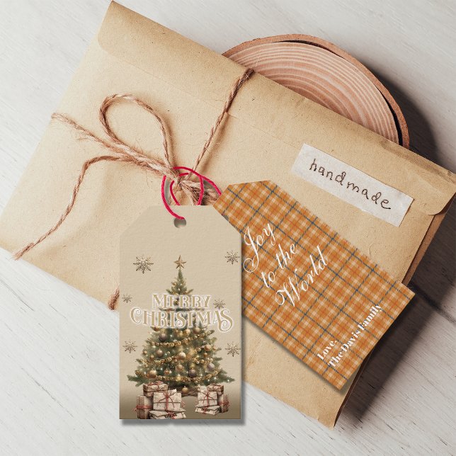 Traditionelles frohe Weihnachten Antique Warm Gold Geschenkanhänger (Von Creator hochgeladen)