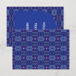 Traditionelles geometrisches Pixelmuster in Tiefbl Dankeskarte