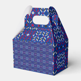 Traditionelles geometrisches Pixelmuster in Tiefbl Geschenkschachtel