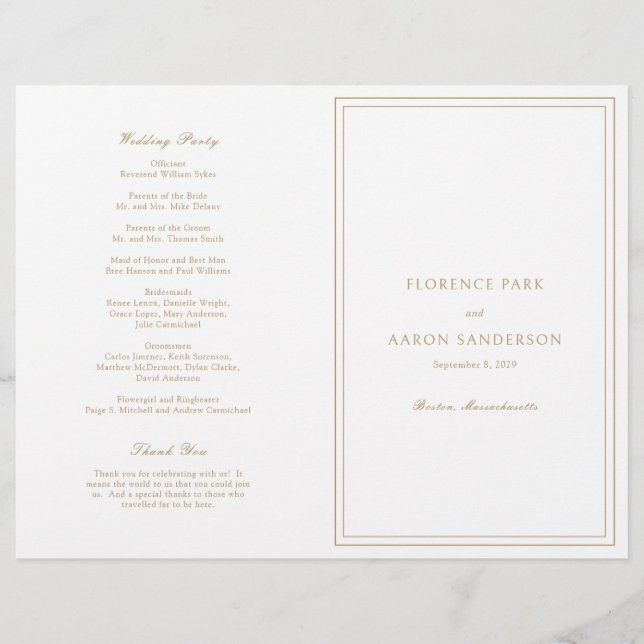 Traditionelles Gold Budget Katholische Hochzeitspr Flyer (Vorne)